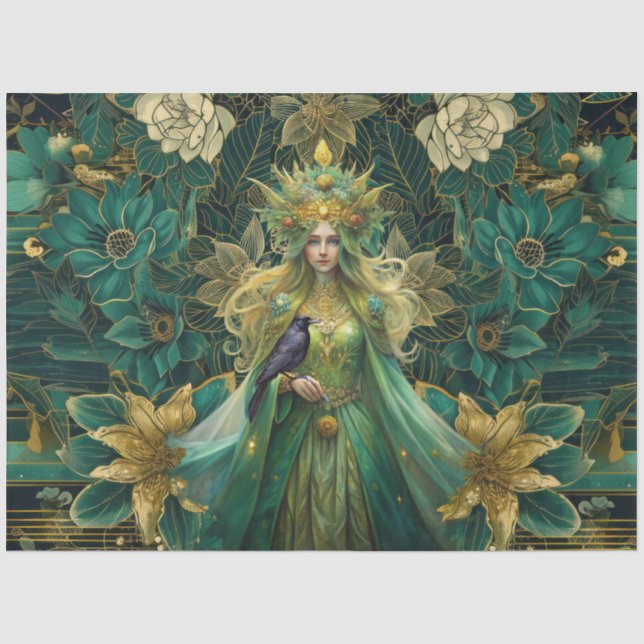 Fantasy Emerald Queens of the Forest Decoupage Seidenpapier (Vorderseite)