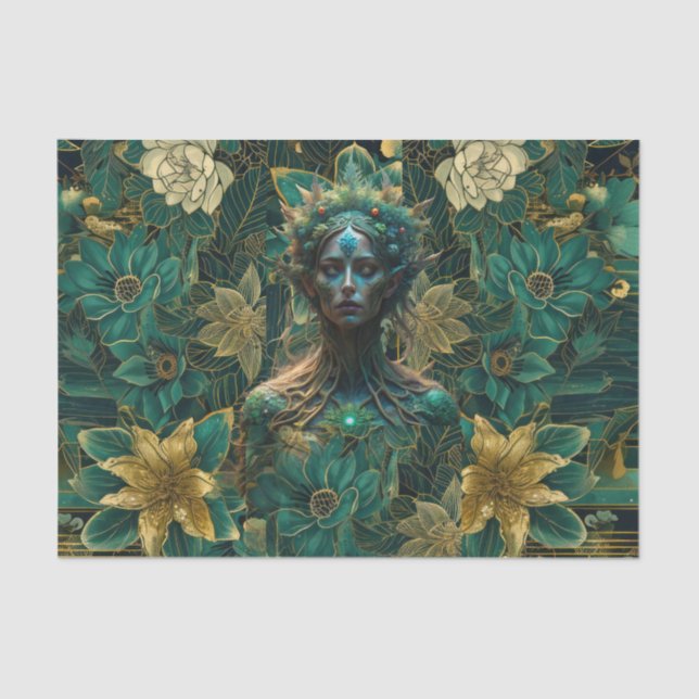 Fantasy Emerald Queens of the Forest Decoupage Seidenpapier (Vorderseite)