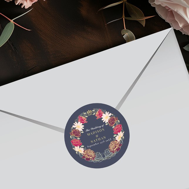 Fantasy Enchanted Blumengarten Hochzeit Runder Aufkleber (Von Creator hochgeladen)