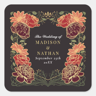 Fantasy Enchanted Floral Garten Hochzeit Quadratischer Aufkleber
