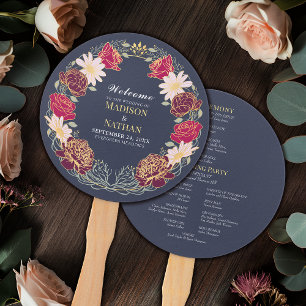 Fantasy Enchanted Floral Garten Hochzeitsprogramm Fächer