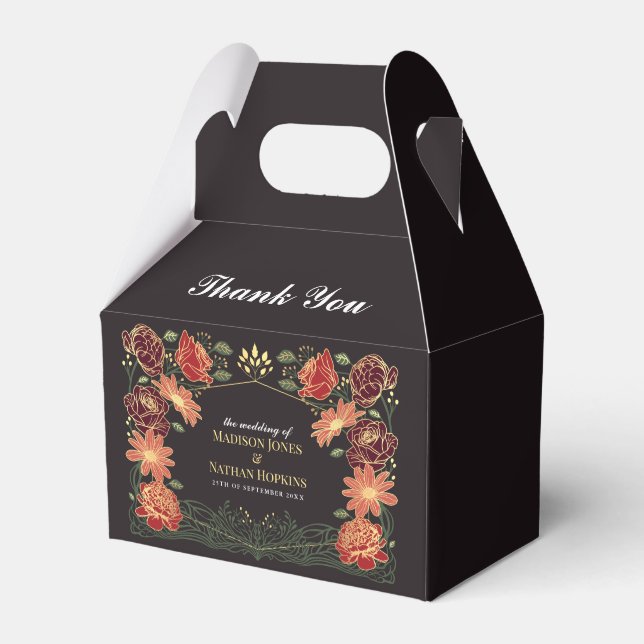 Fantasy Enchanted Red Floral Garden Hochzeit Geschenkschachtel (Vorderseite)
