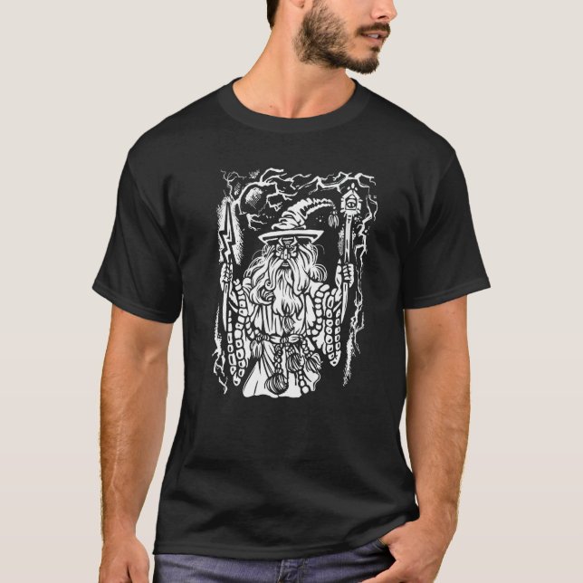 Fantasy Epic Wizard Illustration T-Shirt (Vorderseite)