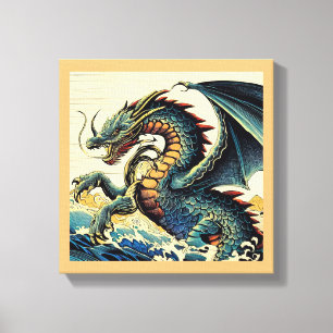 Fantasy European Dragon - Holzschnitt 4 Leinwanddruck