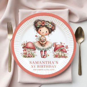 Fantasy Fairy 1. Geburtstag Rosenrosa Floral Papie Pappteller