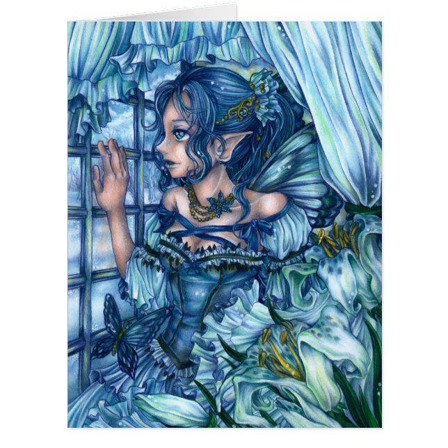 Fantasy Fairy Anime Girl Viktorianisch Blue (Vorderseite)