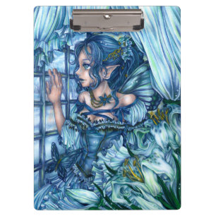 Fantasy Fairy Anime Girl Viktorianisch Blue Klemmbrett