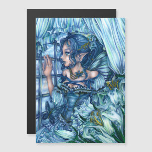 Fantasy Fairy Anime Girl Viktorianisch Blue Magnetkarte
