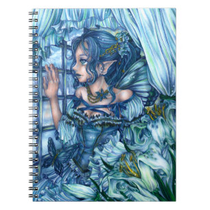 Fantasy Fairy Anime Girl Viktorianisch Blue Notizblock