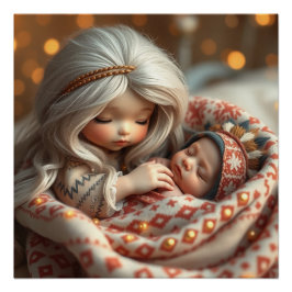 Fantasy Fairy Mother and Baby Art Poster