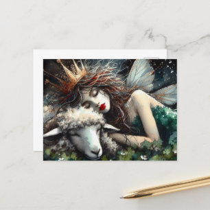 Fantasy Fairy Queen und ihre Schafe Postkarte