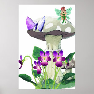 Fantasy Fairy Sitzen auf einem Pilz-Poster Poster