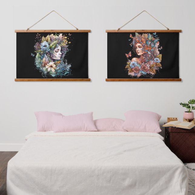 Fantasy Fairy Tale Women Wandteppich Mit Holzrahmen (Schlafzimmer)