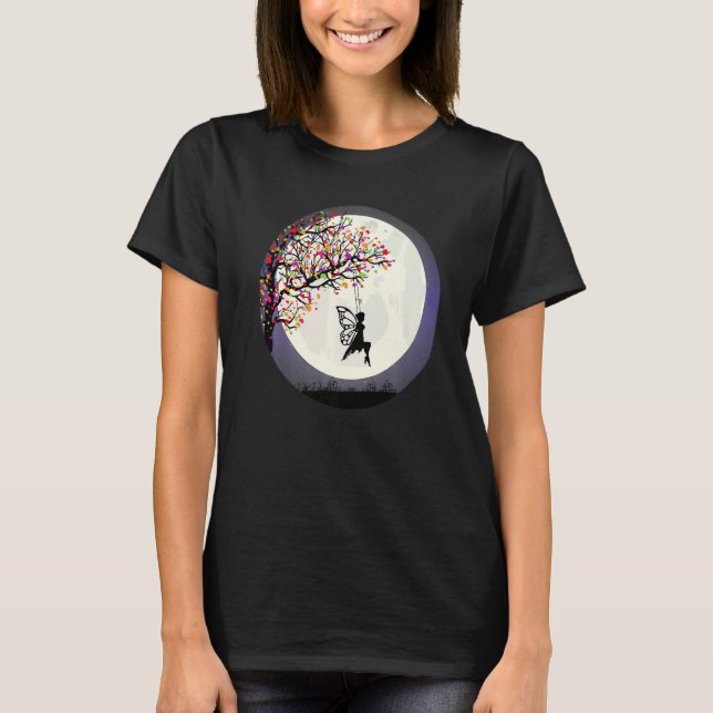 Fantasy Fairy Tree Fairy Moon Fairy Swing T-Shirt (Vorderseite)