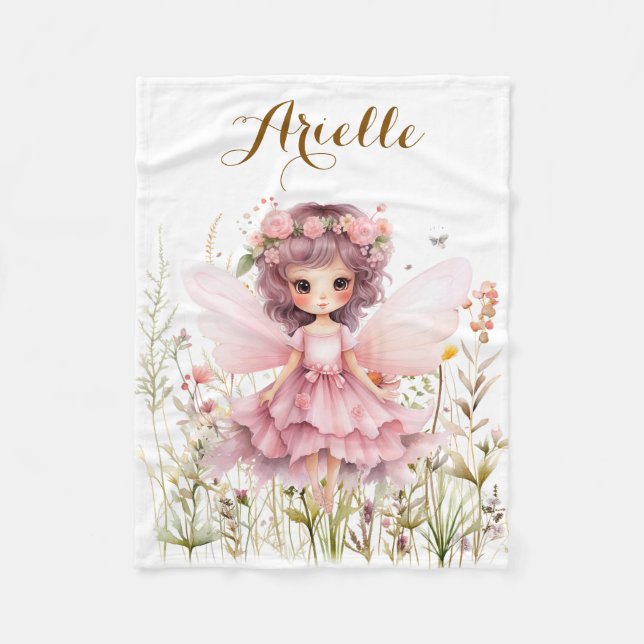 Fantasy Fairy Wildblume Pastel Fleecedecke (Vorderseite)