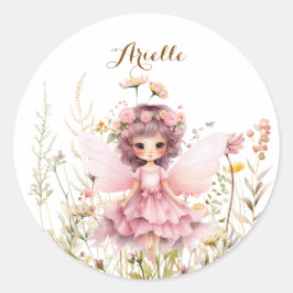 Fantasy Fairy Wildblume Pastel Runder Aufkleber