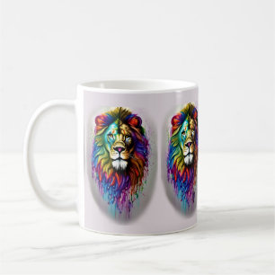 Fantasy-Farben-Tropf-Regenbogenfarben Löwe Kaffeetasse