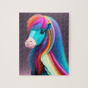 Fantasy-farbenfrohe Pony mit Regenbogenfarben, Pon