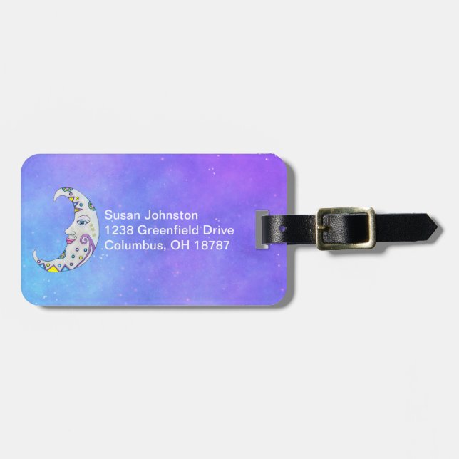 Fantasy farbiger Crescent Moon mit Face Sky Gepäckanhänger (Vorderseite horizontal)