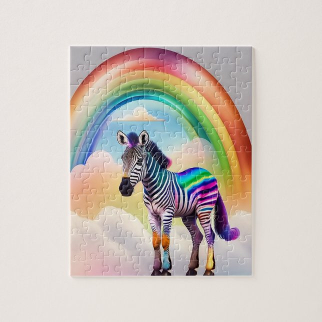 Fantasy-farbiges Zebra mit Regenbogenfarben, Zebra (Vertikal)