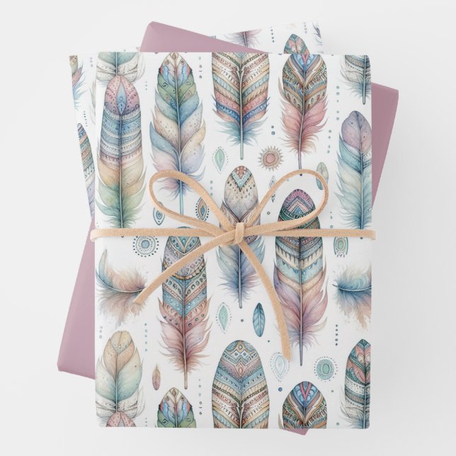 Fantasy Feather Geschenkpapier Set (Beispiel)
