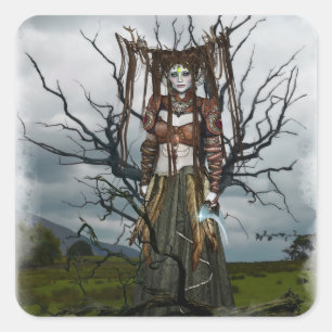 Fantasy Fee Hexenkleber Quadratischer Aufkleber