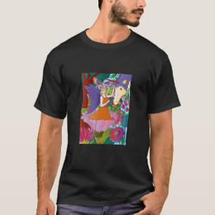 Fantasy-Fee in einer Blume beim Berühren eines Ein T-Shirt
