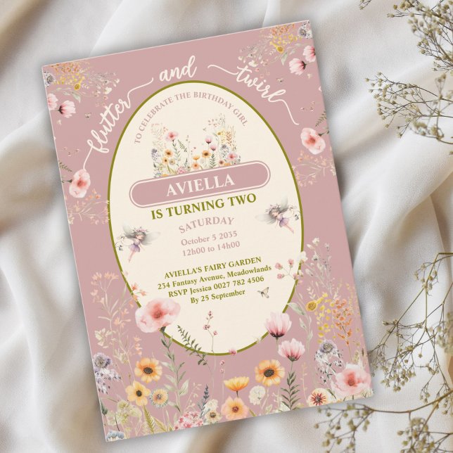 Fantasy Fee Wildblume Girls rosa Einladung (Von Creator hochgeladen)