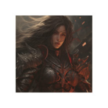 Fantasy Female Warrior Ritter - Holzwall Kunst