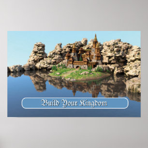Fantasy-Festung Motivationszitat-Kunst Poster