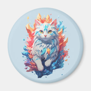 Fantasy Feuer und Eis Katze Magnet