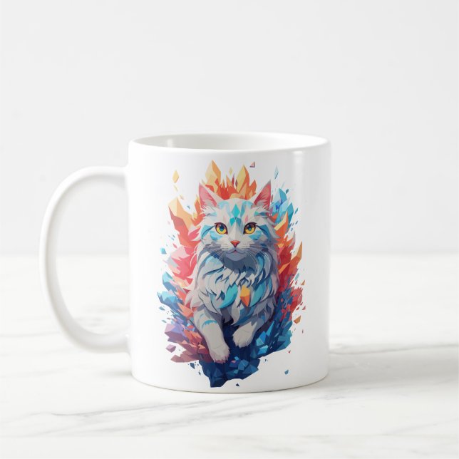 Fantasy Fire and Ice Cat Kaffeetasse (Links)