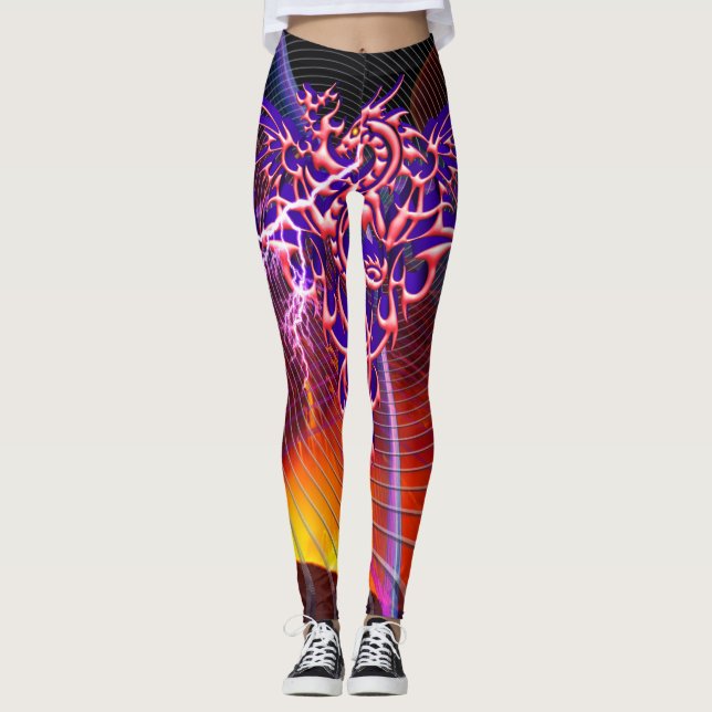 Fantasy Fire Brething Dragon Leggings (Vorderseite)