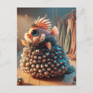 Fantasy Fish in einem Kleid Postkarte