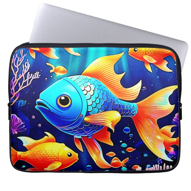 Fantasy Fish Swim Design Laptopschutzhülle (Vorderseite)
