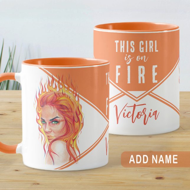 Fantasy Flames Frauen Surreal Art Girl on Fire Nam Tasse (Von Creator hochgeladen)