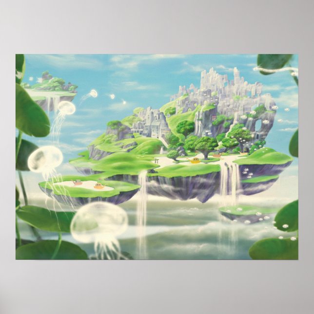 Fantasy Floating City with Nature - Poster (Vorne)