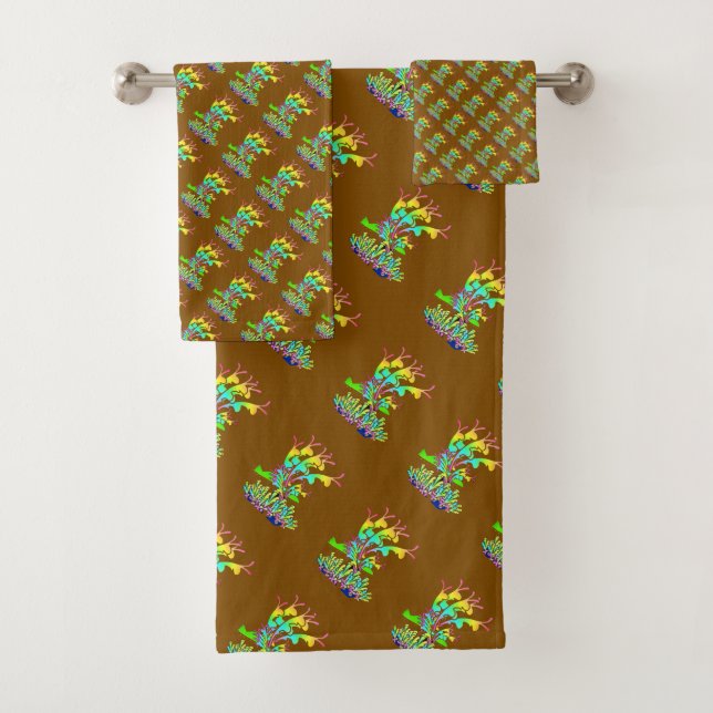Fantasy Floral Brown Badhandtuch Set (Insitu)