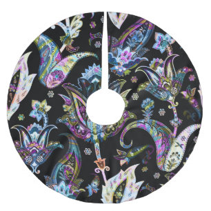 Fantasy Floral Paisley: Nahtlose Ornamente Polyester Weihnachtsbaumdecke