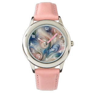 Fantasy Floral Pastel Blau & Creme Armbanduhr