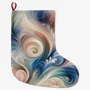 Fantasy Floral Pastel Blau & Creme Großer Weihnachtsstrumpf
