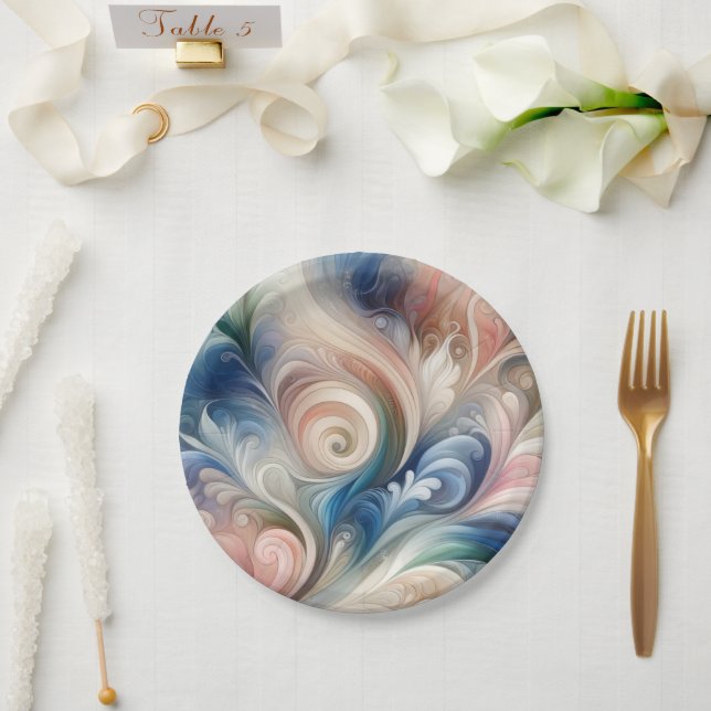 Fantasy Floral Pastel Blau & Creme Pappteller (Hochzeit)