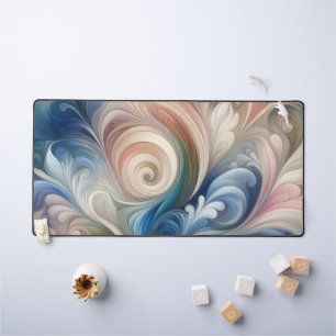 Fantasy Floral Pastel Blau & Creme Schreibtischunterlage
