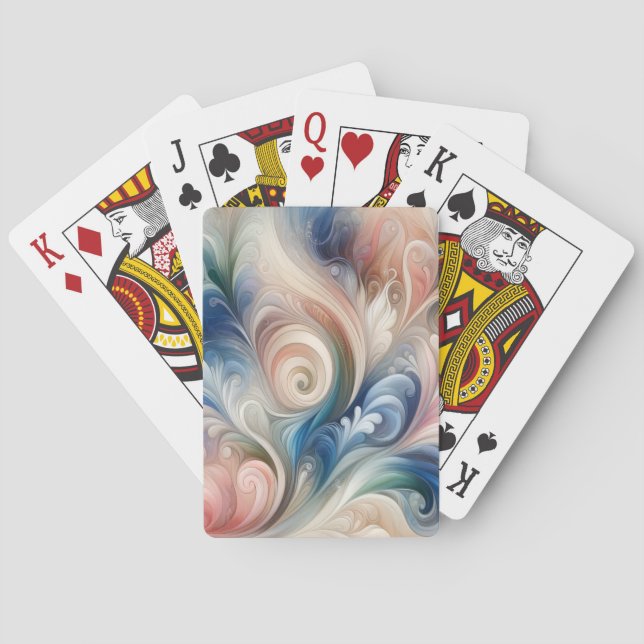 Fantasy Floral Pastel Blau & Creme Spielkarten (Rückseite)