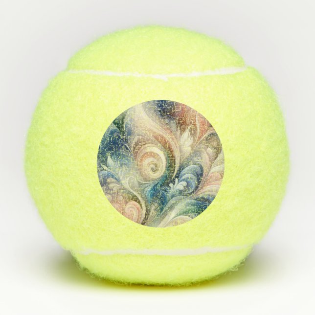 Fantasy Floral Pastel Blau & Creme Tennisbälle (Vorderseite)