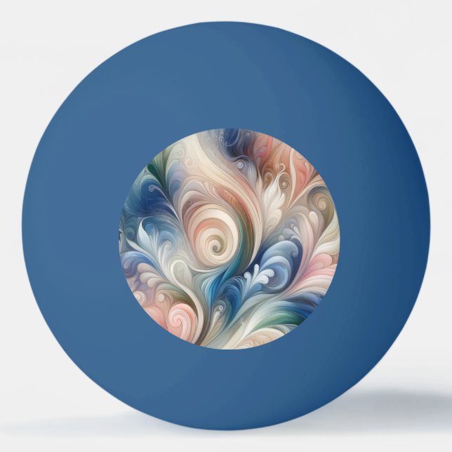 Fantasy Floral Pastel Blau & Creme Tischtennisball (Vorderseite)