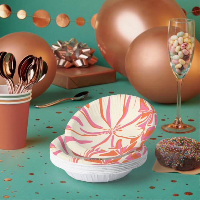 Fantasy Floral - Rosa, Orange und Creme Pappteller (Multi)