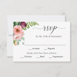 Fantasy Floral Wedding RSVP mit Entree Choice Karte