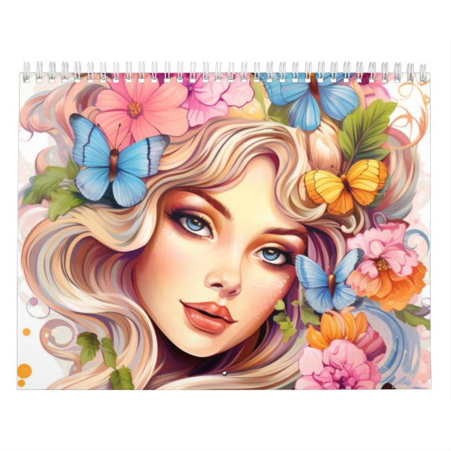 Fantasy Floral Women Farbige Frisur Kalender (Titelbild)