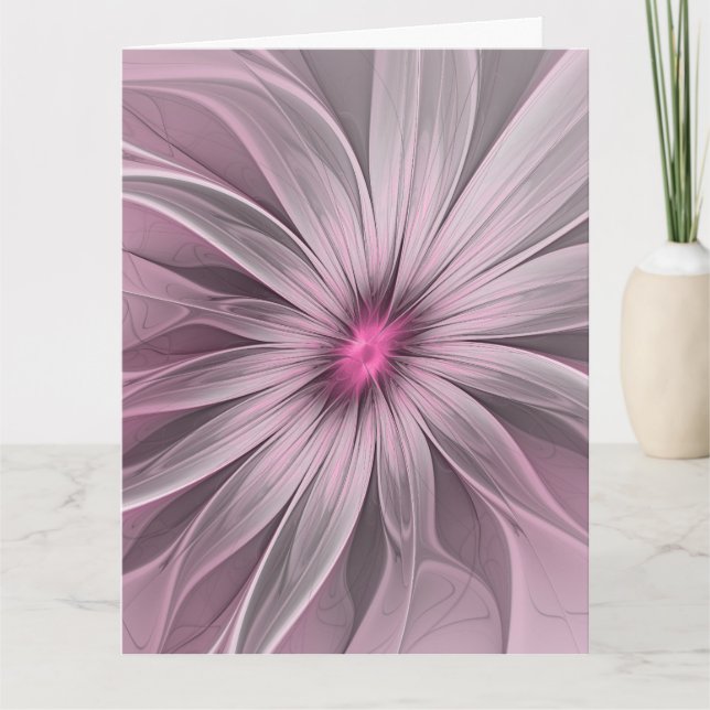 Fantasy Flower Abstract Plum Floral Fractal Art Dankeskarte (Vorderseite)